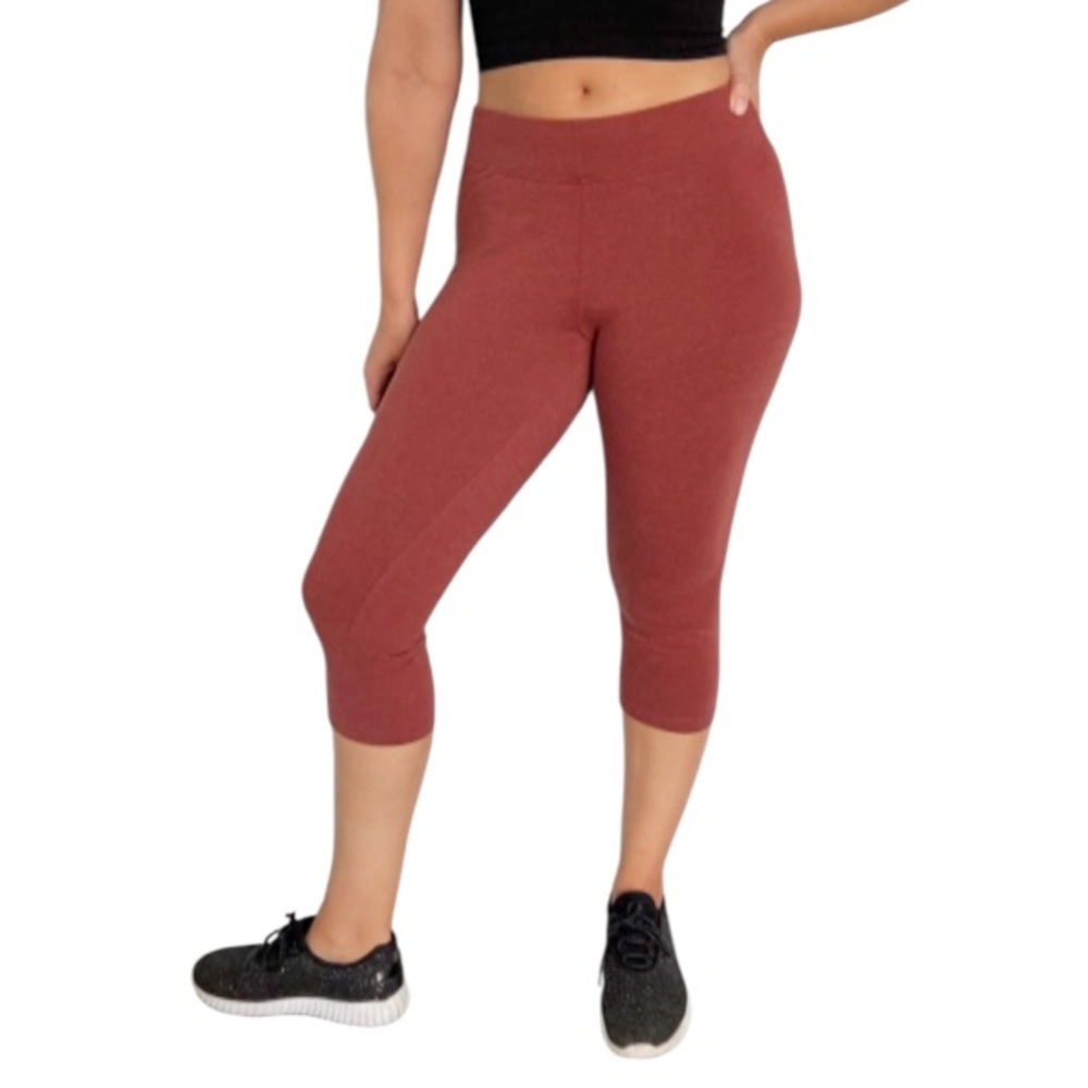 Sonoma dark red rust stretch high rise crop length leggings size medium